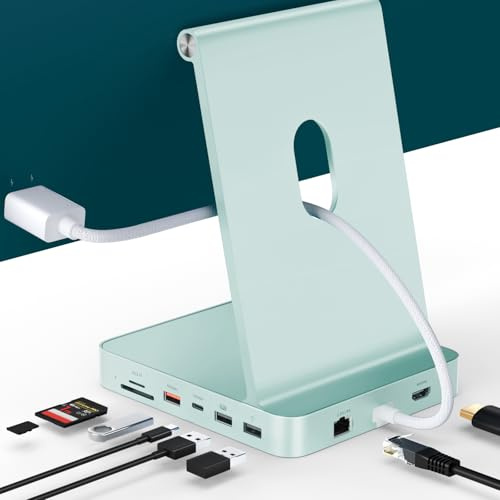 Minisopuru DS802PRO iMac Accessories for iMac M1/M3/M4, i Mac Hub with 4K@60Hz HDMI, USB C Charging, 2.5GbE, 4TB M.2 SSD Enclosure, 4 USB, SD/TF, Audio, USB C Hub for i-Mac 24 inch | Green