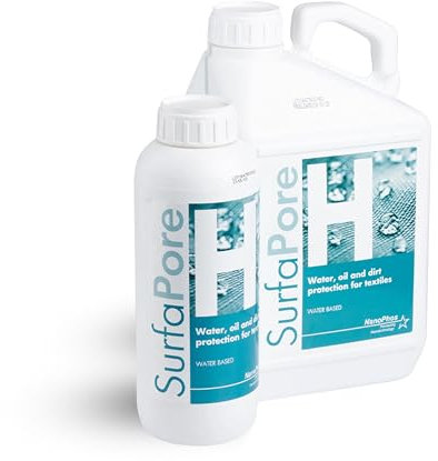 Nanocubo Surfapore H 1L protector impermeabilizante para tejidos y superficies de piel, evita la penetración de agua y aceite. No altera el aspecto de los materiales tratados. Nanotecnología