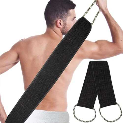Spazzola Bagno Schiena, Scrubber per la Schiena,Doccia Esfoliante Sul Retro Migliora la Pelle, Scrubber Schiena Doccia a Doppia Faccia Salvietta Esfoliante Doccia,per Doccia Spazzol Unisex,Nero