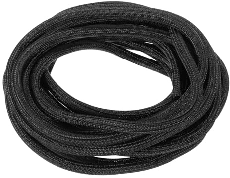 sourcing map UL94-V2 - Funda trenzada de alambre de manga dividida de 11/32 pulgadas, 25 pies, color negro, funda de PET ignífuga para gestión de cables automotriz, hogar