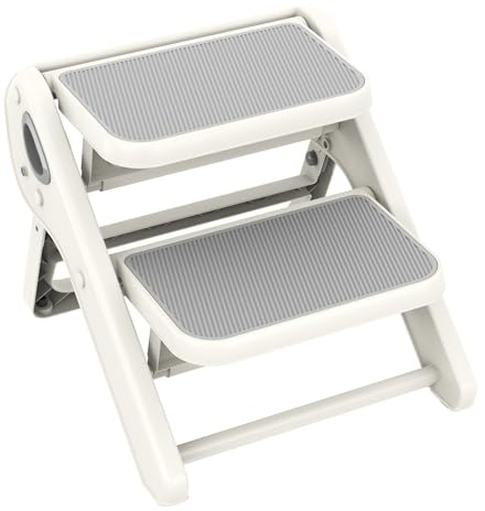 Toddler Step Stool, iNeibo 2-Step Foldable Step Stool for Kids, Widened & Thickened with Anti-Slip Design, Safer for Children Use for Kitchen, Bathroom, Toilet Training - Gray