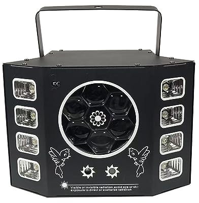 Luci DJ, DJ Disco LED 4 IN 1 Effetto luce da palcoscenico Bee Eye UV Black Light Strobe Party Wedding Holiday Event Sound Activated Lamp per feste, bar, club, matrimoni, Halloween, Natale(No Remote)