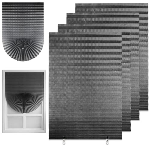 KBIBCK Temporary Blackout Blinds,4 Pack Stick on Curtains,150 x 60cm No Drill Blinds,Thermal Privacy Protection with Clips for Home Bedroom Bathroom Windows Nursery, Loft, Travel RV Car(Gray)