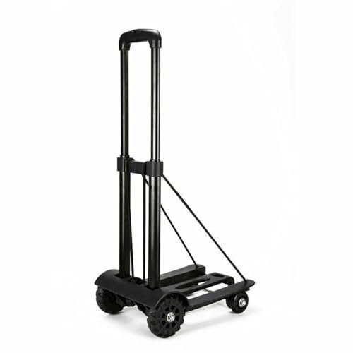 Folding Hand Truck with 4 Wheels 75kg Heavy Duty Sack Cart Carrier Luggage Trolley Hand Trolley for Lifting Luggage Personal Travel Auto Moving