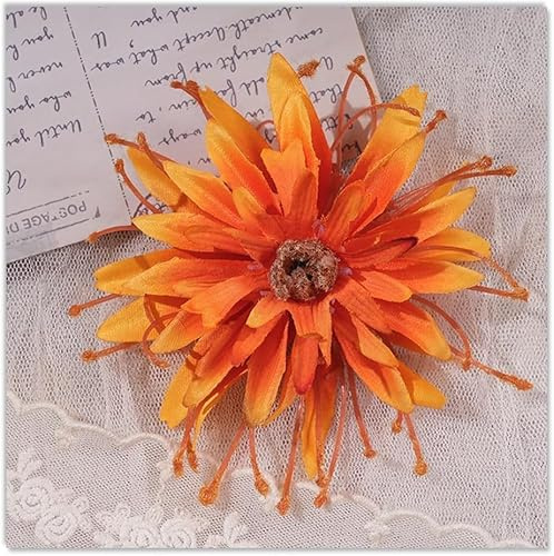 KYUEPONG Têtes de Fleurs artificielles,Fleurs artificielles Lot de 20 Fausses Fleurs de chrysanthème réalistes en Vrac, 9 cm, for travaux manuels, for décoration de Mariage, vases, guirlandes(Orange)