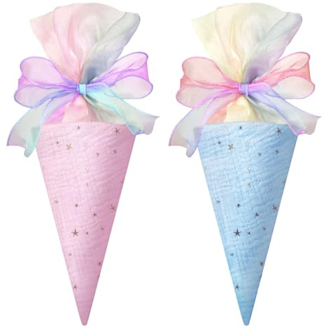 GWAWG Pack of 2 Gift Bag School First Day at School Siblings School Cone Small Bag Gift Packaging First Day of School School Cone for Boys and Girls