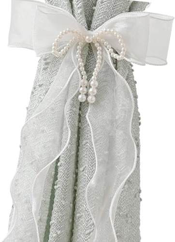 VIVIWI Elegantes alzapaños de cortina con lazo de perlas artificiales para dormitorio, sala de estar, boda, fiesta, decoración del hogar