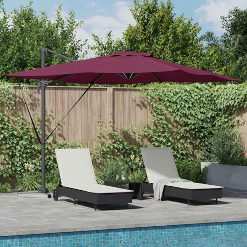 Générique Parasol déporté Roma avec LEDs en rouge Bordeaux, 286 x 285 x 270 cm en aluminium.,Maison & jardin,Pelouses & jardins,Vie en extérieur,Parasols & voiles d'ombrage,Bourgogne,24.66 KG,42003325