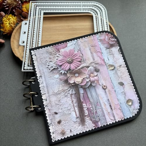 LZBRDY Vintage Charm Lace Frame Die-Cut - Carbon Steel Crafting Dies for Scrapbooking, Card Making, Greeting Cards and Journaling Supplies (Irregular Lace Loose-Leaf 6.0 x 5.6 in)