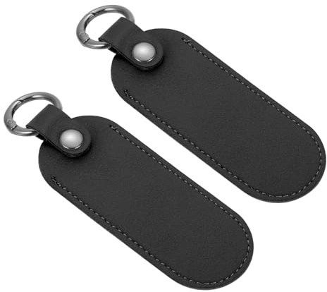 sourcing map 2 Pcs Leather USB Flash Drive Holder,Keychain Holder 5x1.7 Portable Storage USB Case Protective Carrying Case with Keychain for Flash Drive,Black