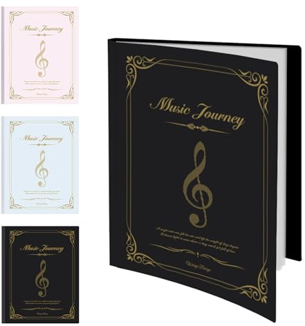 Sheet Music Folder 8.5x11,Heavy Duty Art Portfolio Folder with Clear Sheet Protectors, Display 20 30 40 60 80 100 Pages, Presentation Book for Artwork, Document Organizer Binder (Black 40 Pocket)