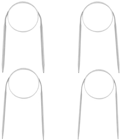 YOGAZEN 4 Stück Metall Rundstricknadel 40cm, Rundstricknadeln Edelstahl, Rund Stricknadeln Set 2mm/3mm/4mm/5mm, für Anfänger, Praktisch für Pullover und Große Projekte