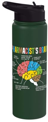 Pharmacist Brain Prescription Pharmacy Assistant Medical Stainless Steel Insulated Water Bottle