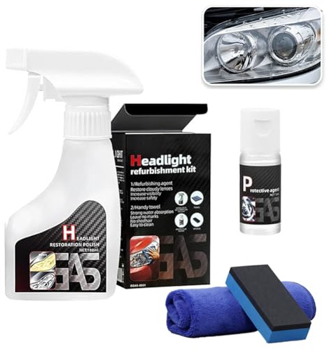 JJZENKD Scheinwerfer Aufbereitungs Set, 180ML Flüssiges Restaurationsspray, Reinigt und Poliert Vergilbte und Scheinwerfer, Flüssiges Scheinwerfer-Reparaturmittel