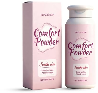Körperpuder für Frauen, Comfort Deo Puder gegen Schwitzen, Schutz vor Oberschenkel Scheuern, Körper-Deodorant für Intimbereich & Füße, Sanfte Hautpflege für Sport & Alltag (100ml, 1PC)