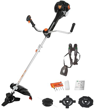 TIMBERPRO - Desbrozadora profesional 2 en 1 - Sistema antivibración - Alambre y hoja - 62 cm³ - 3,5 CV