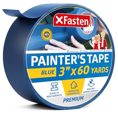 XFasten Professional Blue Painters Tape, Multi-Use, 3 Inches x 60 Yards Blue Tape