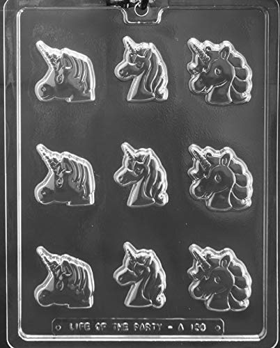 Grandmama's Goodies A156 Assorted Small Unicorn Heads Chocolate Candy Soap Mold with Exclusive Molding Instructions …
