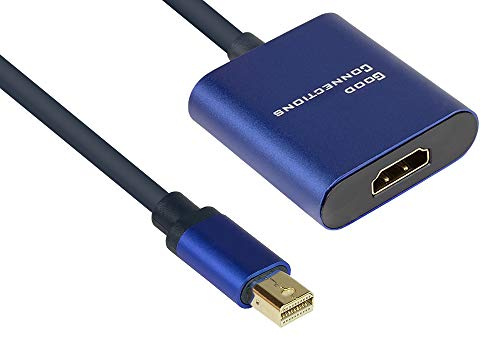 Good Connections® SmartFLEX Adaptador Mini DisplayPort 1.4 a HDMI 2.0-4K UHD @ 60Hz RGB / 4:4:4 - Conductor de Cobre, Carcasa de Aluminio - Altamente Flexible - Azul Oscuro - 0.2 m / 20 cm