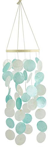 SWECOMZE Feng Shui Mobile Muschel buntes Windspiel Perlmutt Fensterschmuck, für Fenster, Wand, Zimmer, Terrasse und Balkon (Hellgrün)