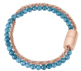 Breil, Collezione Magnetica, Bracciale Donna con Catena a Margherita in Acciaio IP e Pietre Naturali Agata, Misura 19 cm, Pratica Chiusura con Magnete