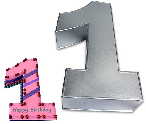 Global Outlet Ltd 0-9 Number Individual Cake tins 10x8x2.5 for Baking and Birthday, Wedding Anniversary & Parties, Metallic Cake molds (1)