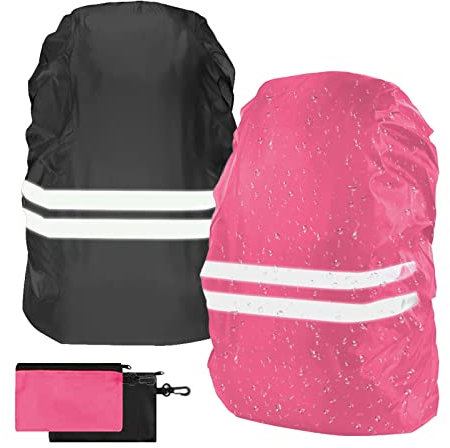 flintronic Parapioggia per Zaino, 2 Pacchi Impermeabile Outdoor Zaino Parapioggia Reflective Copri Zaino per Pioggia/Anti Polvere/Antifurto/Bicycling/Escursionismo/Campeggio/Attività all'aperto