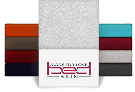 Bedskin Premium Topper Spannbettlaken 180x200 & 200x200 cm – 100% Baumwolle, Jersey Spannbetttuch, für Topper bis 10 cm Höhe (Weiß)