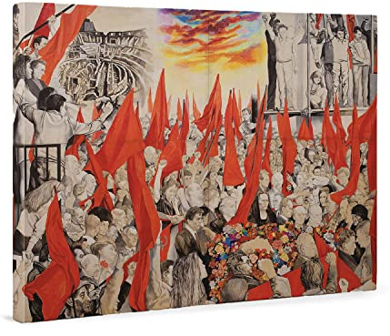 ShopArt Fine Art Prints Quadro - Renato Guttuso, I Funerali di Togliatti - Stampa su Tela - Riproduzione Artigianale Digitalizzata - Pronto da Appendere, 90x130 cm