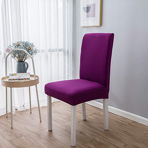 Morbuy Housse de Chaise de Salle à Manger Couleur Unie Couverture de Chaise Lavable de Housse de Chaise Extensible Décoration Para Mariage,Hôtel,Restaurant (Fuchsia,4 pièces)