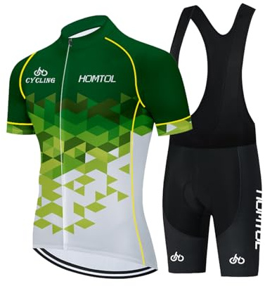 HOMTOL Radtrikot Set Herren Langarm Kurzarm Fahrradbekleidung Fahrradtrikot Triathlon Anzug Herren Fahrrad Trikots Atmungsaktiv Elastische Schnell Trocknend Trikot Radfahren MTB