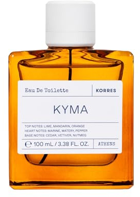 KORRES KYMA Eau de Toilette per uomo, fragranza maschile fresca e tonificante, con note acquatiche e legnose, priva di ftalati, parabeni, nitromuscolari e PCM, vegan, 50 ml