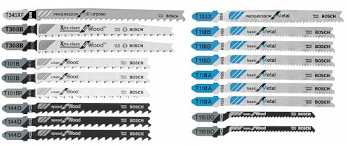 Bosch T18C 18 pc. T-Shank Jig Saw Blade Set for Wood and Metal Cutting
