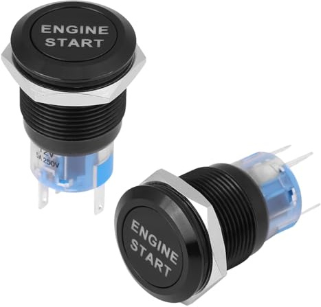 Pulsante di Avviamento Auto 12V, Interruttore di Accensione 19 Mm Pulsante di Avviamento del Motore Pulsante di Avviamento del Motore Interruttore a Chiave a LED Impermeabile (Alloggiamento in
