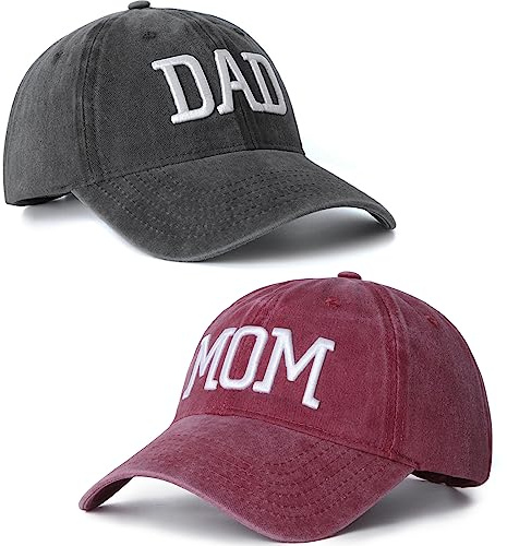 Set di 2 cappelli mamma e papà ricamati regolabili da baseball regalo per genitori coppie classici cappelli regalo mamma papà, 6 5/8/7 5/8