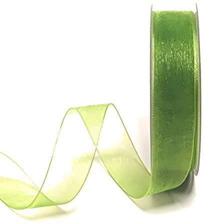 s.dekoda Schleifenband 50m x 25mm Grün - Apfelgrün Organza Chiffon Geschenkband Organzaband [1350-210]