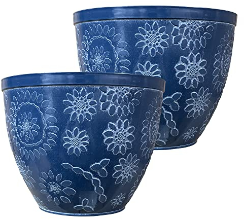 SG Traders Large Plastic Round Chengdu Garden Plant Pots Planter Indoor Outdoor Pots Top Diameter Flower Pot with Drainage Holes, Beautiful Planters for Your Garden Needs Pack of 2 (30, 36, 40cm)