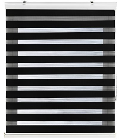 Decorblind Rollo für Tag und Nacht mit Galerie, Montage an Wand oder Decke, 100 x 180 cm (B x L), Stoff, 97 x 175 cm, Schwarz, für Fenster