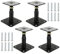 Lot de 4 supports de base de poteau surélevés réglables galvanisés de 100 à 150 mm, support de toit robuste pour bâtiment – Noir