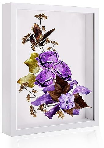 3D Bilderrahmen 27 x 22 cm ZIOYA Hölzern 3D Rahmen zum Befüllen Objektrahmen Tief Bilderrahmen Quadratischer für Vitrine Erinnerungsstücke Blumen Medaillen Foto Geschenk