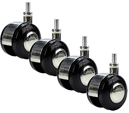 4 Möbelrollen mit M8-M10-Gewinde, Doppelrad, Universaldrehgelenk, ohne Bremse, 2 Zoll, 200 kg, Transportrollen für Blumenständer, Regal, Vitrine – Schraubenrollen