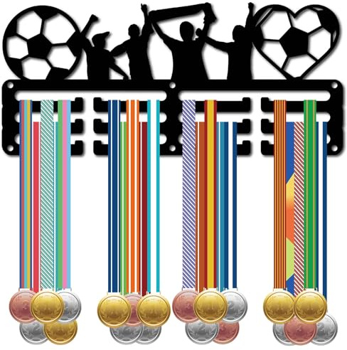 CREATCABIN Fußball-Medaillenhalter,Display,Fußball-Medaillen-Aufhänger,Rack,Sport,Metall,Zum Aufhängen,Auszeichnungen,Eisen,Kleine Halterung,Dekor,Auszeichnungen Für,Zuhause,Abzeichen,Schwarz,29x13cm