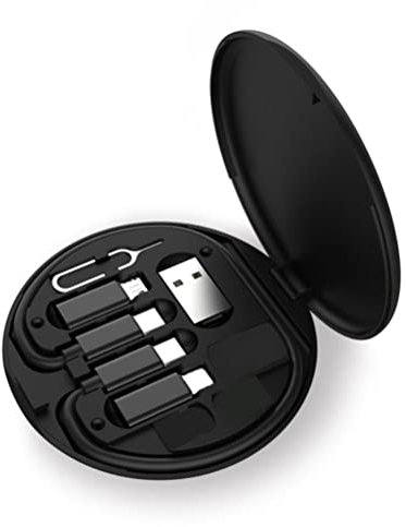 NOENNULL Kit de Cable OTG con Adaptador USB C, Convertidor de Estuche de Cable de Carga Múltiple, Transferencia de Datos Contiene Ranura para Tarjeta para Viajar, Uso como Soporte para (A)