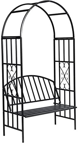 Rantry Arche de jardin pour roses avec banc, banc de jardin, banc de balcon, banc robuste pour balcon, terrasse et jardin, décoration de meubles de chambre