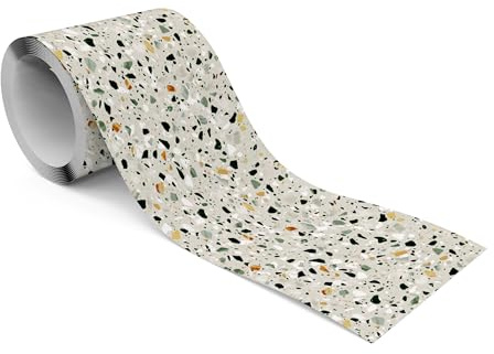 Muralo Bordüre Selbstklebend Abstraktes Terrazzo-Muster - 10x300 cm | Tapetenbordüre, Ausdrucksstarkes Design, UV-beständig, halbmatt, glatt und abriebfest - ideal für Wohnzimmer und Schlafzimmer