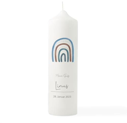 Vela de bautizo arco iris azul, vela de bautizo personalizada, vela de bautizo con frase en el bautismo, vela bendición, regalo para bautizo, regalo de bautizo