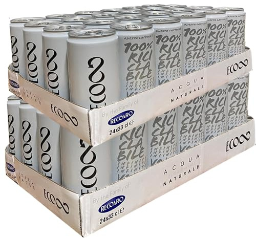 Acqua Minerale Naturale Recoaro in Lattina | 48 Lattine da 33 Cl | Plastic Free | Prodotto a Ridotto Impatto Ambientale | Basso Contenuto di Sodio | Appenino Centrale Abruzzese