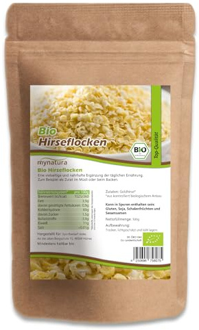 Mynatura Bio Hirseflocken | Aus Goldhirse | Frühstücksflocken | Porridge machen | Vegane Ernährung | Hirse | Im Beutel 1000g