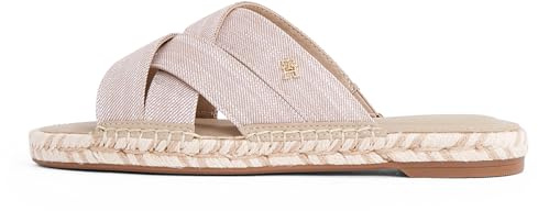 Tommy Hilfiger Damen Pantoletten Chambray Mule Sandalen, Beige (Horseradish), 37