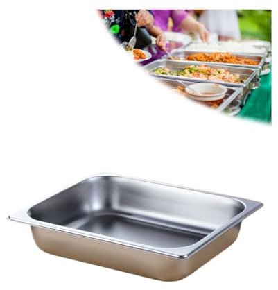NJDQFA Edelstahl Warmhaltebehälter Panierschalen,Beilagenbehälter Für Gastro Et Küche,Gastro Behälter Zutatenbehälter,1/2（32.5 * 26.5cm）,6.5cm